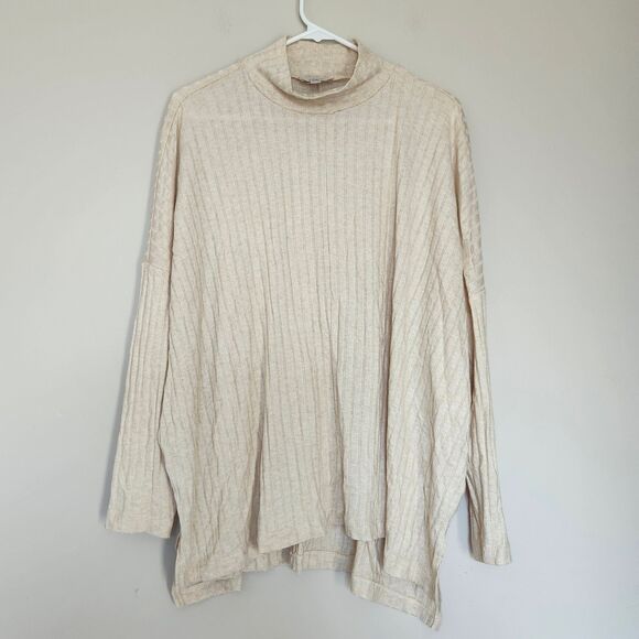 LOFT Sweaters - Loft Beige Ribbed Turtleneck Mock Neck Women’s Large